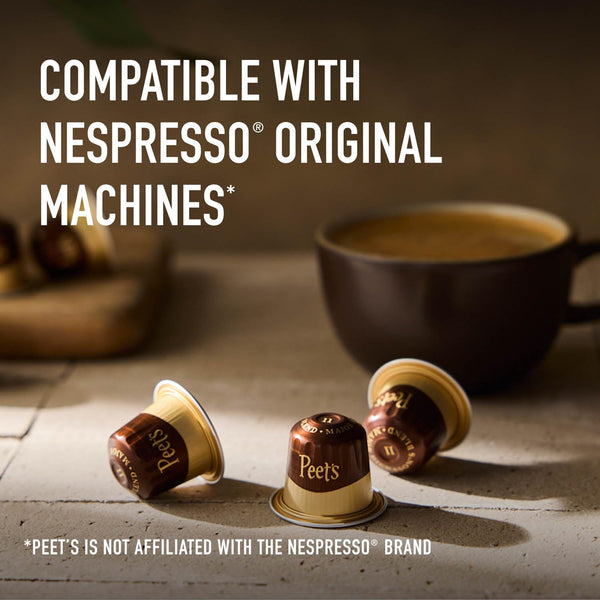 Peet's Coffee Dark Roast Espresso Capsules for Nespresso Original Machine 50 Count