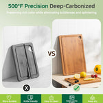 Bamboo cutting board set with storage stand for kitchen