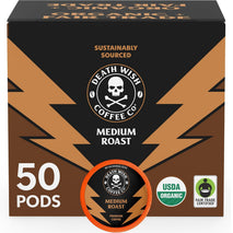 Death Wish Coffee Medium Roast Single Serve Pods 50 Count