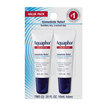 Aquaphor Lip Repair Ointment 0.35 Tube Pack of 2 Moisturizing Lip Balm for Sensitive and Very Dry Chapped Lips
