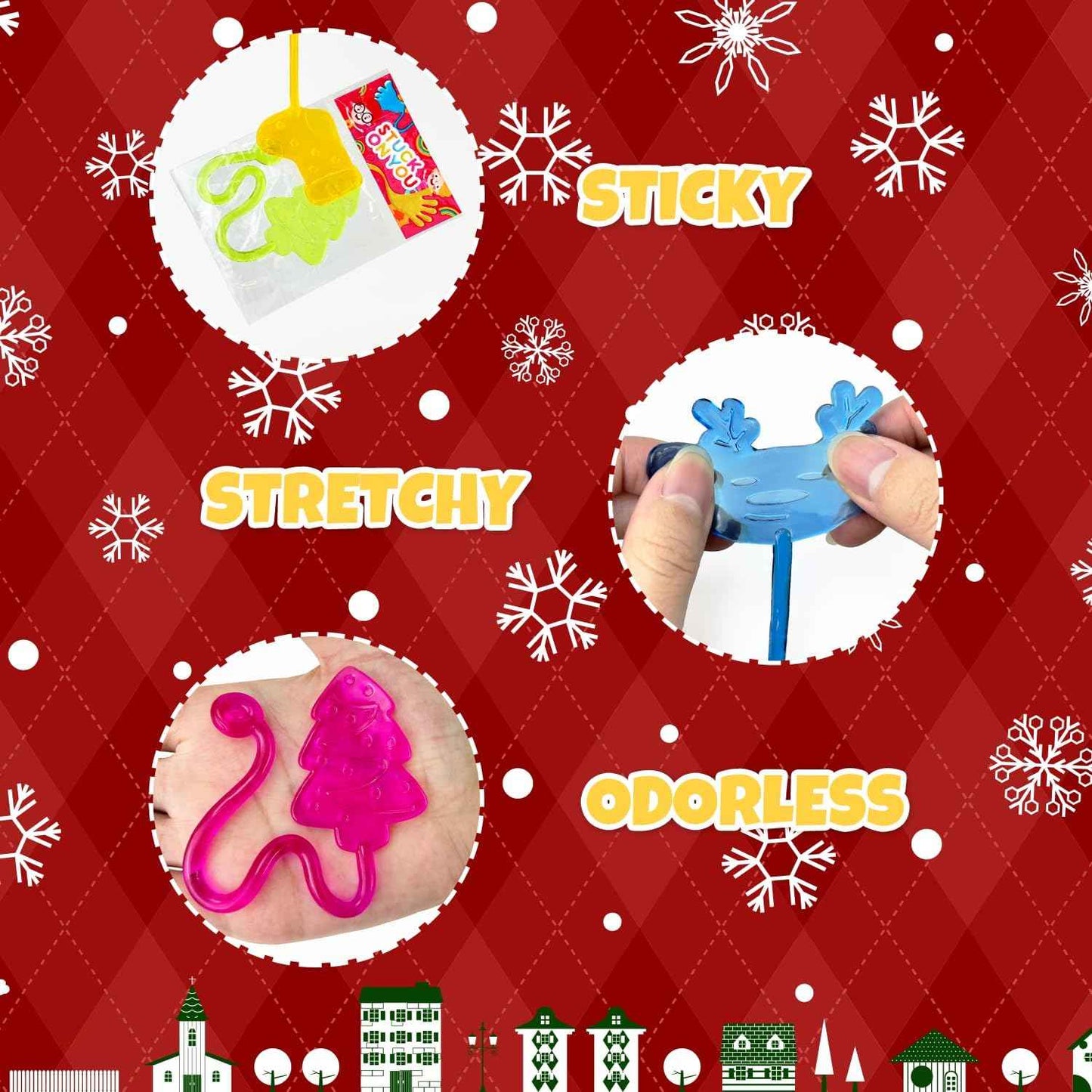 Christmas Sticky Hands Party Favors for Kids 20 PCS, Xmas Toys Gifts Goody Bag Stocking Stuffers for Toddlers, Christmas Pinata Non Candy Treat Bag Fillers, Holiday School Prize Trinkets for Students