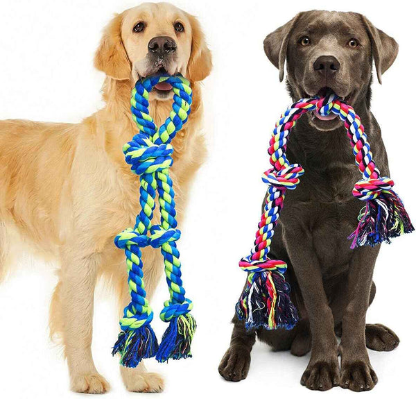 feeko heavy duty large breed dog rope toys 2 pack teeth cleaning tug of war toy