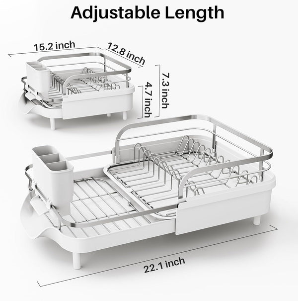 Expandable Stainless Steel Dish Drying Rack for Kitchen Counters