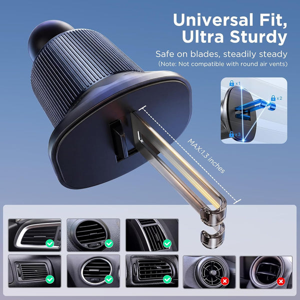 Miracase Car Phone Holder for Magsafe [Strong Magnets] Magnetic Phone Holders for Your Car, 360°Adjustable Air Vent Hands Free Cell Phone Mount Cradle Fit iPhone 17-12 & All Smartphones, Black