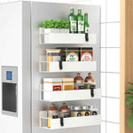 Metal 4 Pack Magnetic Spice Storage Rack Organizer for Refrigerator and Oven, Black Fridge Organizers and Storage
