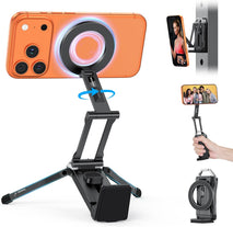 OMOTON TP02 360°Rotating for MagSafe Tripod, Aluminum Magnetic Phone Tripod for iPhone 17/16/15 Pro Max Air Women Men, Foldable Cell Phone Stand Fits Vlog, Gym, Travel Accessories Gift for Fathers Day