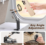 OMOTON TP02 360°Rotating for MagSafe Tripod, Aluminum Magnetic Phone Tripod for iPhone 17/16/15 Pro Max Air Women Men, Foldable Cell Phone Stand Fits Vlog, Gym, Travel Accessories Gift for Fathers Day