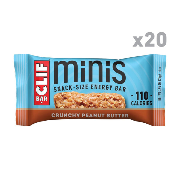 CLIF BAR Minis - Crunchy Peanut Butter - 20 Pack - 0.99 oz - Non-GMO - Plant Based