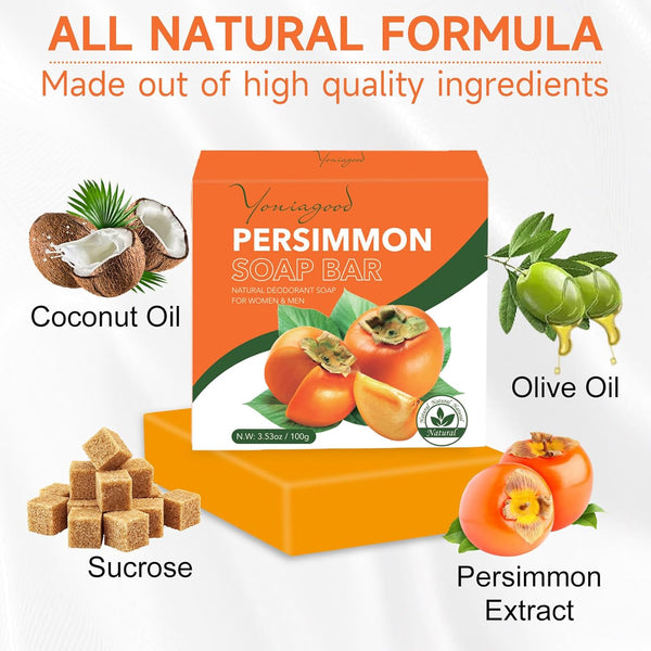 Natural persimmon soap bar for body odor control and deodorant use