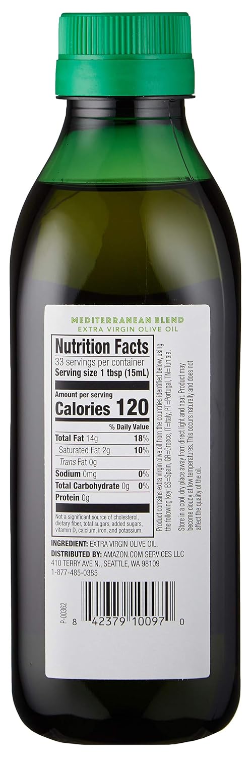 Amazon Fresh, Mediterranean Extra Virgin Olive Oil, 16.9 Fl Oz