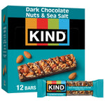 KIND Dark Chocolate Nuts & Sea Salt Bars, Gluten Free, Low Sugar, High Fiber, 12 Count