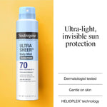 neutrogena ultra sheer body mist sunscreen spray, 3-pack, broad spectrum spf 70, non-greasy & water resistant