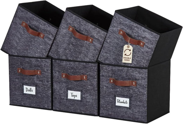 DECOMOMO Storage Bins, Sage Green, 6-Piece Set, 10.5" x 11"