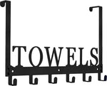 Over The Door Hooks, Towel Holder for Bathroom, Door Mount Towel Rack Towel Hooks for Bedroom Beach Towels Bathrobe Wall Mount Hang on The Door Cabinet Cupboard Metal Sandblasted (Black)