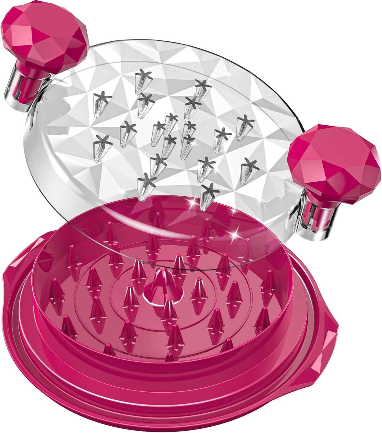 Chicken Shredder with Brush Chicken Shredder Tool Twist Stable Anti-Slip BPA Free Meat Shredder Tool Twist Ergonomic Handle Meat Grinder Dishwasher-safe Transparent Lid Black