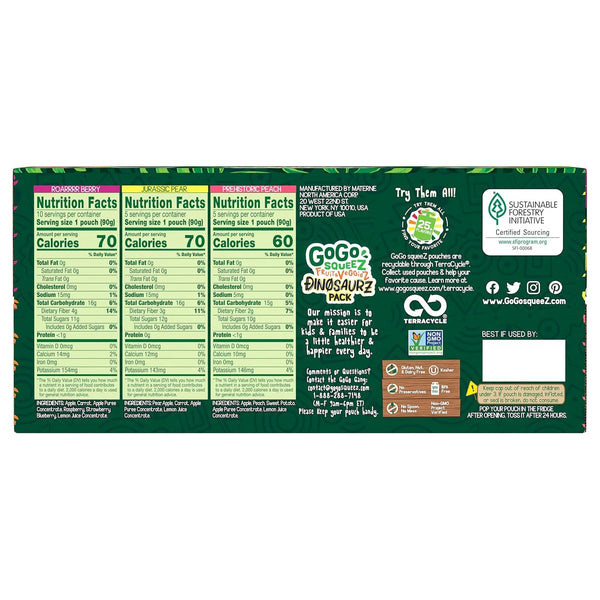 GoGo squeeZ No Sugar Added Fruit & veggieZ Applesauce and Puree Variety Pack, 20 Pouches, 3.2 oz Each