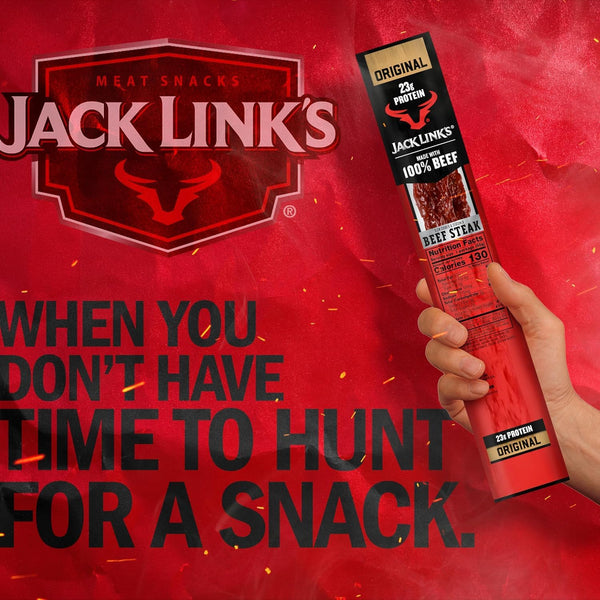 Jack Link's Original Beef Steak Protein Snacks, 12 Count, 2 Oz Each, Made with 100% Real Beef