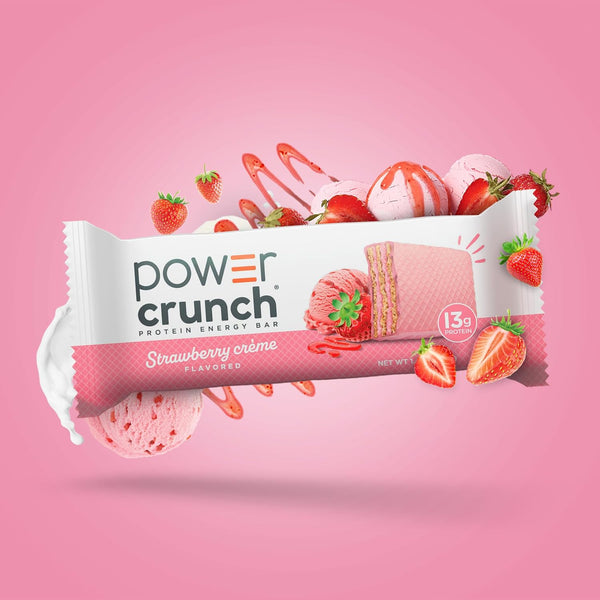 Power Crunch Protein Energy Wafer Bars Strawberry Crème 1.4 Ounce 12 Count