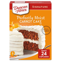 Duncan Hines Signature Carrot Cake Mix, 15.25 oz, Moist and Delicious, Made with Real Carrots, Layer Cake or Cupcakes