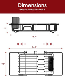 Sakugi Expandable Stainless Steel Dish Rack for Kitchen Sink
