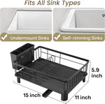 Space-saving stainless steel dish drying rack for kitchen counter