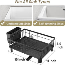 Space-saving stainless steel dish drying rack for kitchen counter