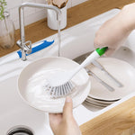 Dish Brush with Handle, 2 Pack Kitchen Scrub Brushes for Cleaning, Dish Scrubber with Stiff Bristles for Sink, Pots, Pans