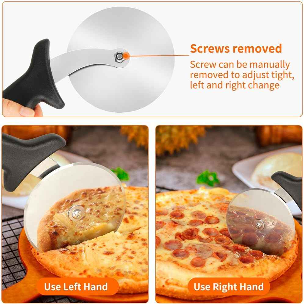 Pizza Cutter Wheel, Stainless Steel Slicer, 9.33-Inch Super heavy 173g, Sharp funny Classic Cutters, Kitchen Gadget with finger guard protects, For Pizza Lovers for easy dishwasher cleaning
