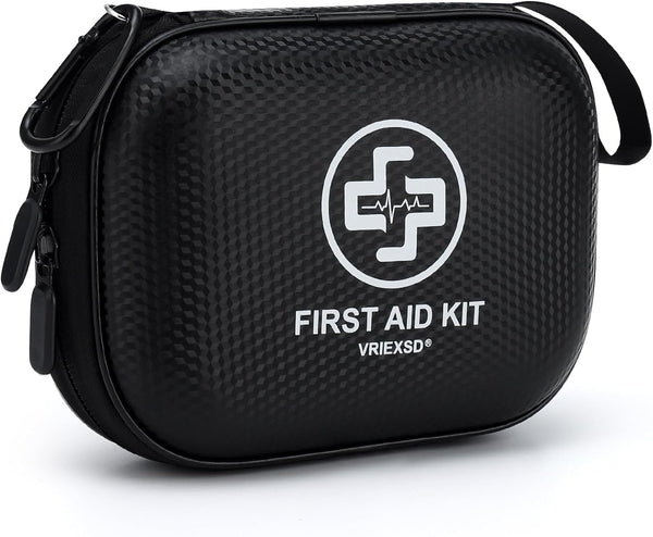 Mini First Aid Kit - 150 Piece Small Waterproof Hard Shell Medical Kit for Home, Car, Travel, Camping, Truck, Hiking, Sports, Office, Vehicle & Outdoor Emergencies- Small First Aid Medical Kit (Red)
