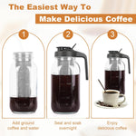 64 oz Mason Jar Pitcher with Stainless Steel Filter for Iced Coffee and Tea
