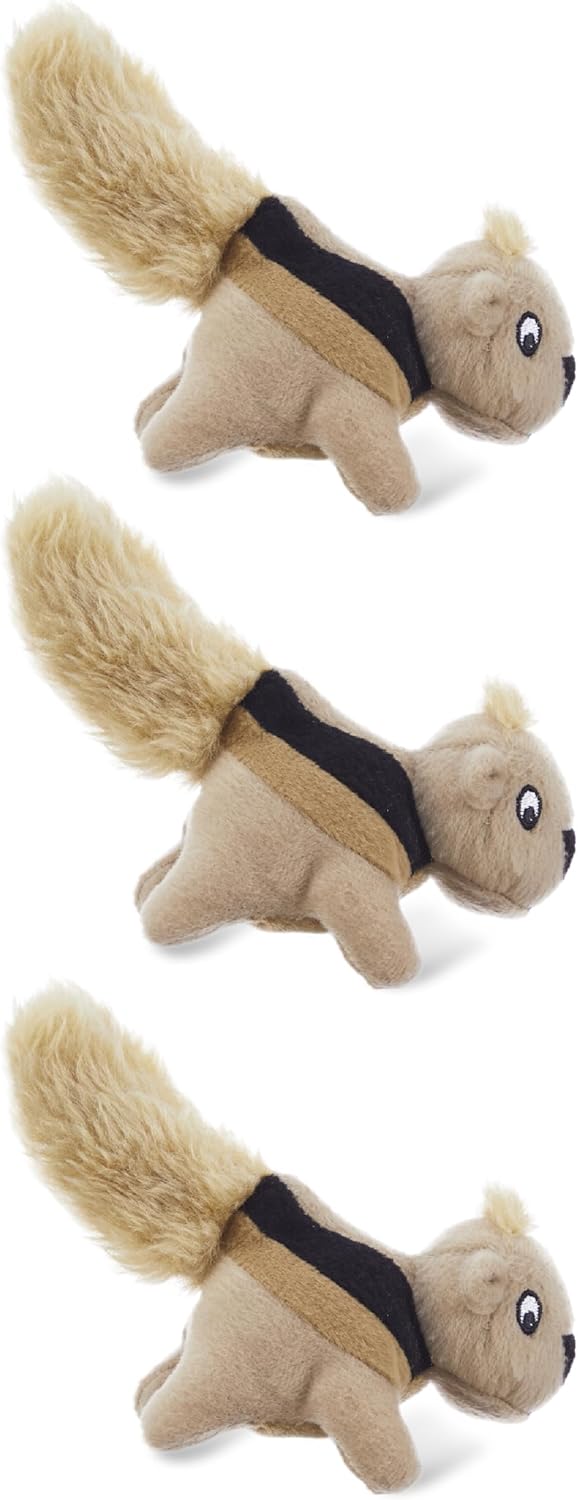 Outward Hound Hide-A-Squirrel Dog Toy – Interactive 2‑in‑1 Plush Puzzle with 3 Squeaky Removable Squirrels, Small