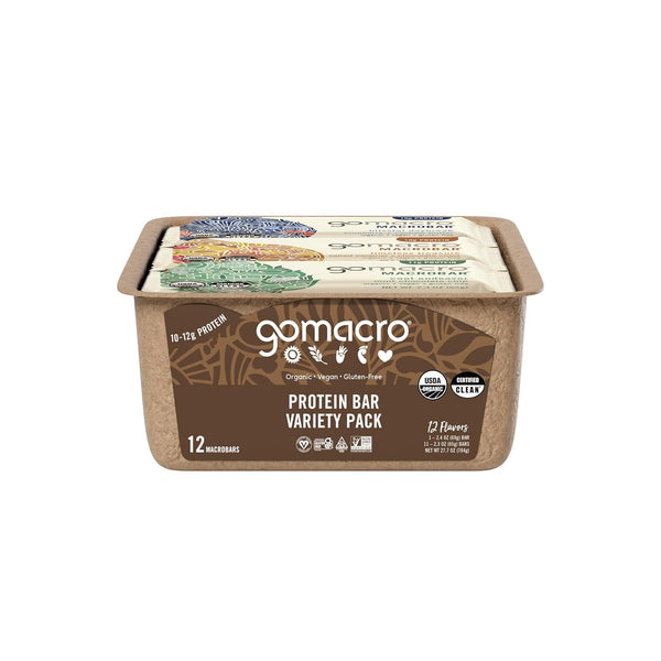 Organic Vegan Protein Bar Variety Pack 12 Count 2.3-2.4 Ounce Bars