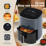 OLIXIS Air Fryer 6 Quart with Window Square Air Fryer 12-in-1 Air Fry, Roast, Reheat, Dehydrate, Bake, Steam, Fries, Custard, Chicken, Wings, Sea Food, Vegetabels,400F