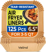 Air Fryer Paper Liners: 125Pcs Parchment Paper, Air Fryer Liner Disposable, Oilproof Waterproof Airfryer Basket Liner Square (6.5inch)