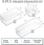 STORi SimpleSort Drawer Organizer Bins 6 pc Set for Bathroom and Desk Storage