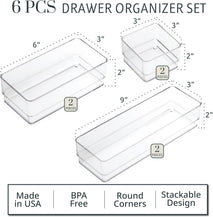 STORi SimpleSort Drawer Organizer Bins 6 pc Set for Bathroom and Desk Storage