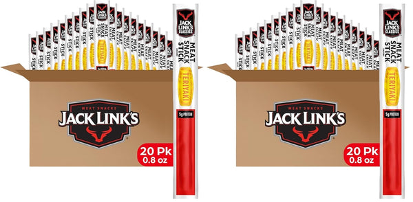 Jack Link's Classics Original Jerky Sticks, 20 Count, 0.8 oz Sticks, Made with Beef and Pork