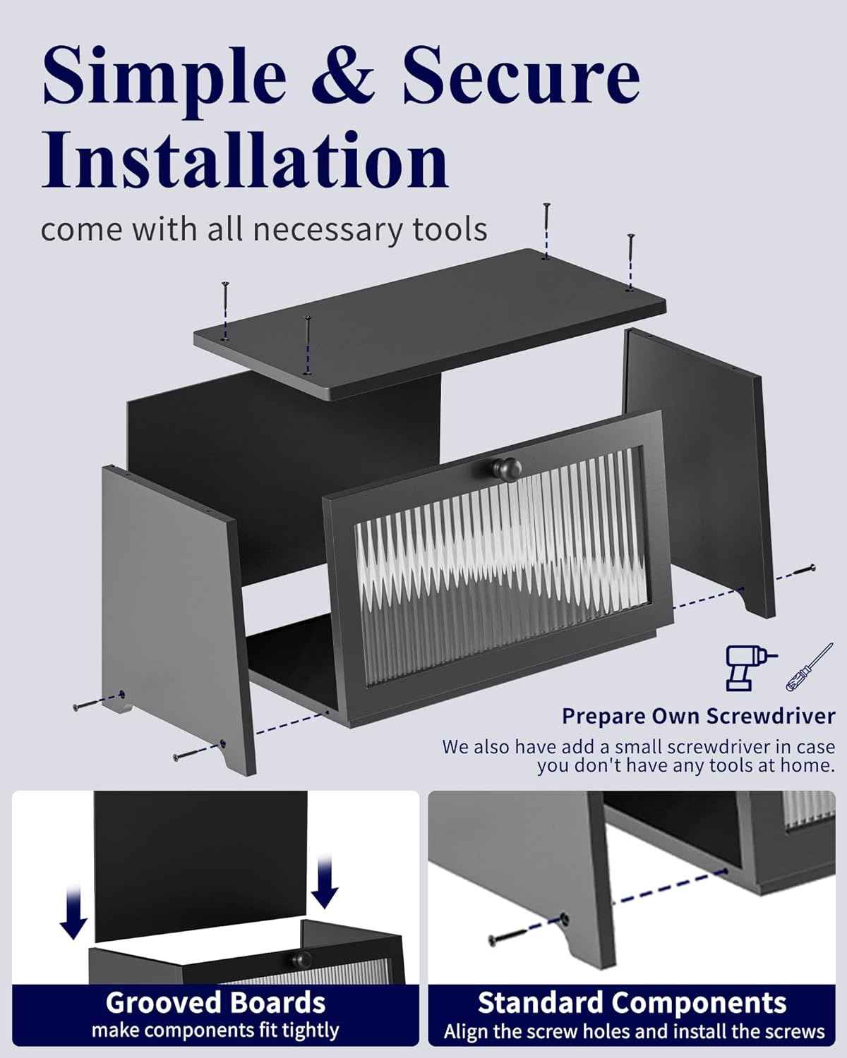 Kitsure Bread Box - Wooden Bread Box for Kitchen Countertop, Large Capacity Kitchen Countertop Organizer, Stylish Bread Storage with Window, Multi-functional Container, Black, 15.0"x8.3"x9.1" (1T)