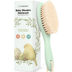 keababies wooden baby hair brush for toddler girls boys cradle cap soft goat bristles walnut regular