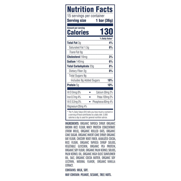 Zbar Protein Cookies 'N Creme Crispy Snack Bars, 15-pack, made with organic oats, non-GMO, 5g protein, gluten free