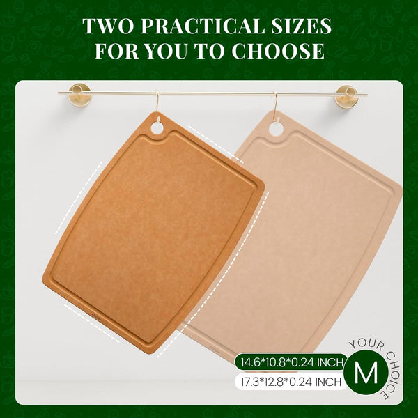 Kikcoin Wood Cutting Board for Kitchen with Non-slip and Juice Groove