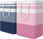 HomeHacks 2 Pack Large Laundry Baskets, Waterproof, Freestanding Laundry Hampers, Collapsible Clothes Hamper with Reinforced Handles in Laundry Room, College Dorm, Bathroom, Bedroom (Grey, 75Lx2)