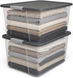 HOMZ 2-Pack Secure Latch Storage Bins with Clear Plastic Containers