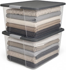 HOMZ 2-Pack Secure Latch Storage Bins with Clear Plastic Containers