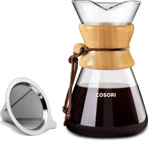 Cosori Pour Over Coffee Maker with Double Layer Stainless Steel Filter, 8-Cup, 34oz, Drip Coffee Brewer