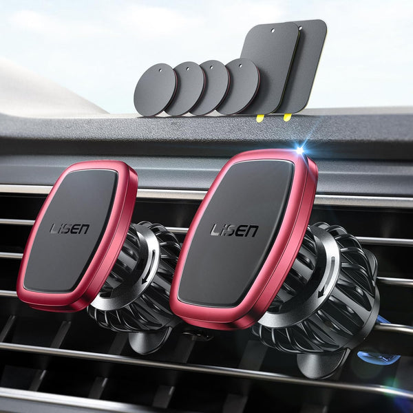 LISEN 2 Pack Magnetic Phone Holder for Your Car Magnet for Phone Car Mount Vent 6 Military Magnets Vent Cell Phone Holder Mount for Car Plate Fit All, Gifts for Women Men, Car Accessories