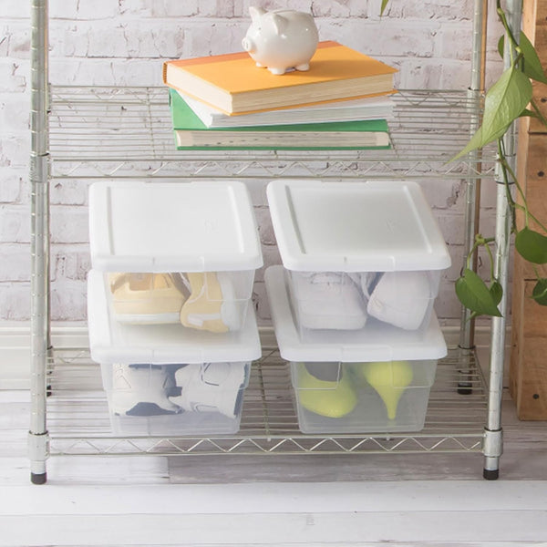 Sterilite 12-Pack 6 Quart Storage Boxes with Clear Plastic Bins and Snap-On Lids