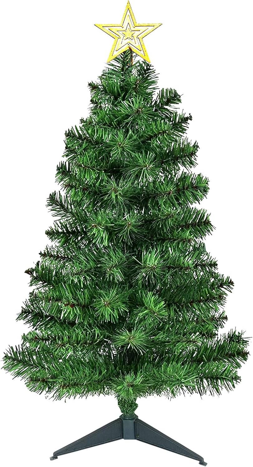 3FT Premium Hinged Artificial Holiday Small Mini Christmas Tree for Tabletop,Home, Office, Indoor and Outdoor Holiday Decoration,Easy Assembly Metal Hinges & Foldable Base