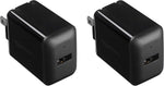 Amazon Basics 12W One-Port USB-A Wall Charger (2.4A), Portable, for Phones (iPhone 16/15/14/13/12/11/X, Samsung, and more), 2-Pack, White