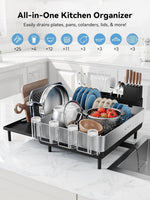 304 Stainless Steel Expandable Dish Drying Rack for Kitchen Counter